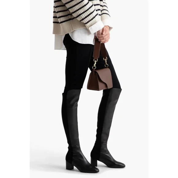 Stuart Weitzman Black Leather Stretch Over‎ The Knee Boots 7.5M
